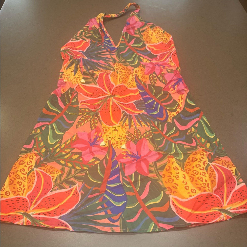 NWT Tropical Print Halter Dress Sz: XS - Picture 1 of 7
